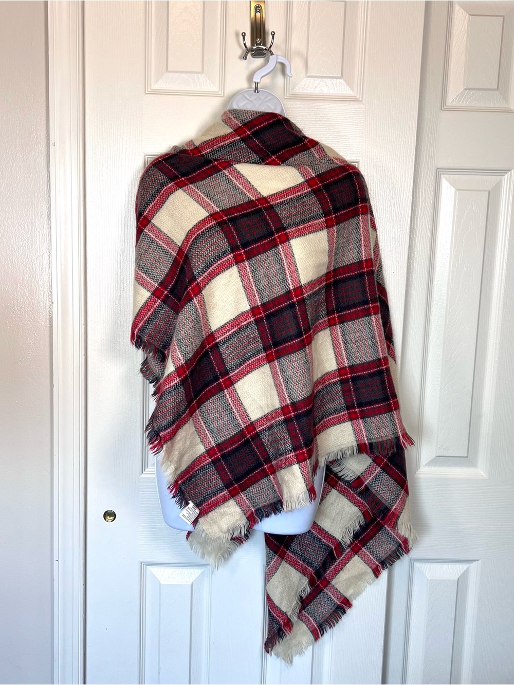 BP Tradition Plaid Blanket Scarf Red Black 55" by 55" Cozy